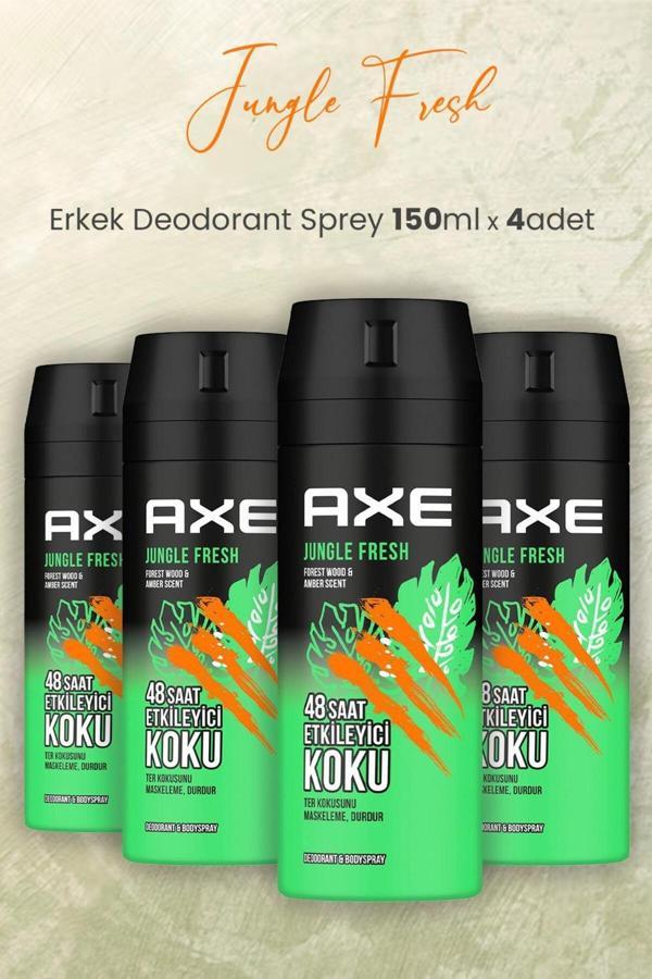 Axe Jungle Fresh Erkek Deodorant Sprey 150 Ml X 4 Adet - Image 1