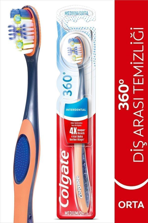 Colgate 360 Diş Arası Temizliği Ince Kıl Uçları Orta Diş Fırçası - Image 1