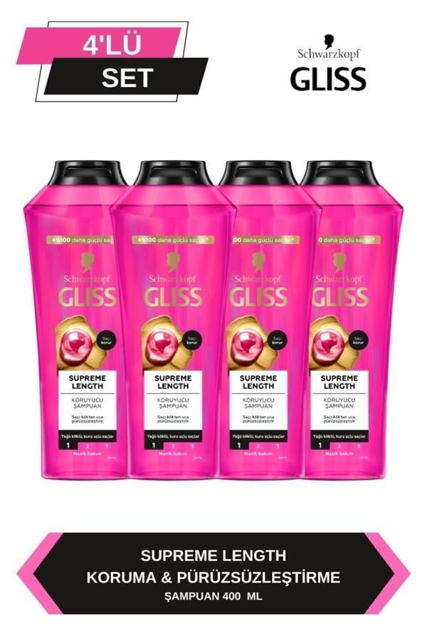 Gliss Supreme Length Uzun Saçlara Özel Şampuan 400 Ml X 4 Adet - Image 1