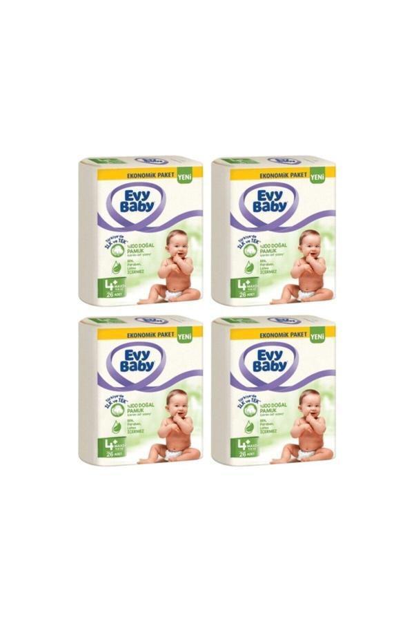 Evy Baby Bebek Bezi No: 4+ Beden 9-16 Kg Jumbo Maxi Plus 104 Lü Aylık Paket - Image 1