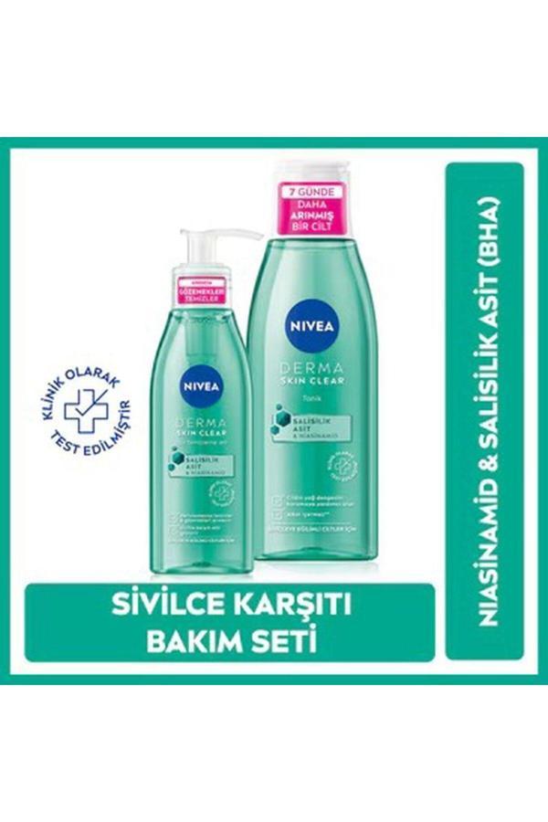Nıvea Skin Clear Yüz Temizleme Jeli 150 Ml + Derma Skin Clear Sivilce Karşıtı Tonik 200 Ml - Image 1