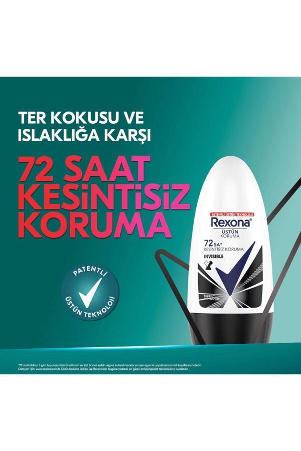 Rexona Üstün Koruma Kadın Roll On Deodorant Invisible 72 Saat Kesintisiz Koruma 50 Ml - Image 1