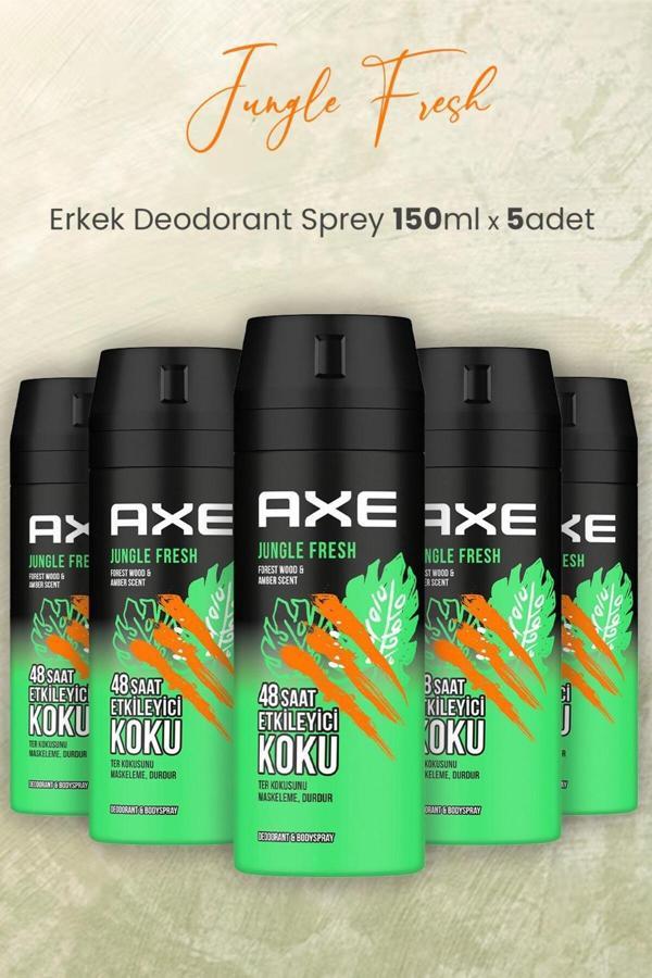 Axe Jungle Fresh Erkek Deodorant Sprey 150 Ml X 5 Adet - Image 1