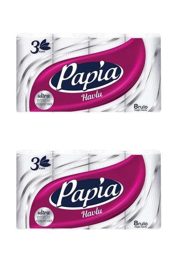 Papia 3 Katlu Rulo Havlu 8 Li X 2 Paket - Image 1