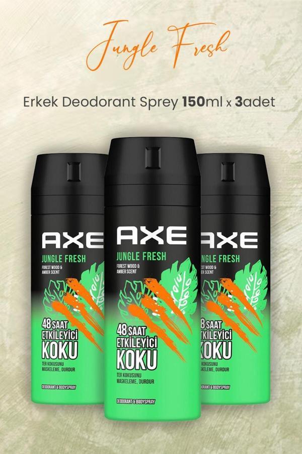 Axe Jungle Fresh Erkek Deodorant Sprey 150 Ml X 3 Adet - Image 1