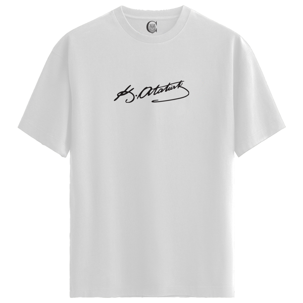 Color Luxe K. Atatürk İmza - %100 Pamuklu Kadın Beyaz Tişört - Premium Quality - Image 1