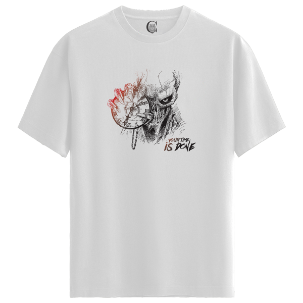 Color Luxe Time Claw - %100 Pamuklu Erkek Beyaz Tişört - Premium Quality - Image 1