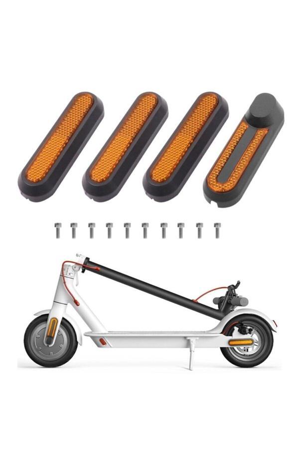 E-Scooter Markets 4'Lü Jant Ön/Arka Sarı Teker Koruma Kapağı & Reflektörü- Hub - Xiaomi 1S, M365, Pro, Pro2 - Image 1