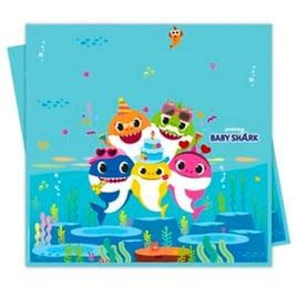 BABY SHARK PARTİ ZAMANI LİSANSLI MASA ÖRTÜSÜ (120x180 cm) - Image 1
