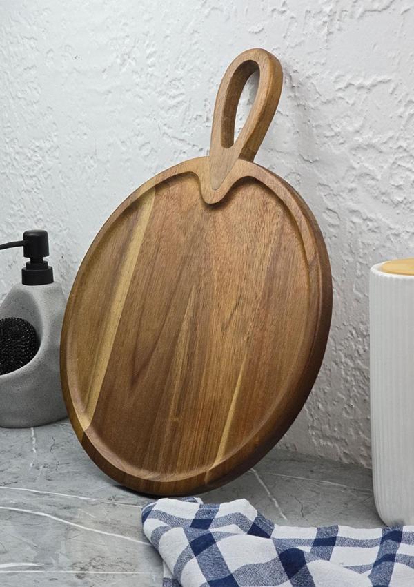 Akasya Sunum Tabağı - Doğal Kesme Tahtası - 30 CM, Yuvarlak - Image 1