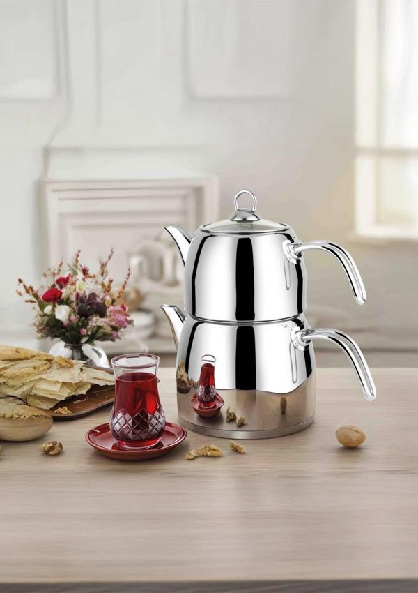 Regno Çaydanlık Seti - 304 Paslanmaz Çelik Çaydanlık Takımı - 4.5+2.5 L - Image 1