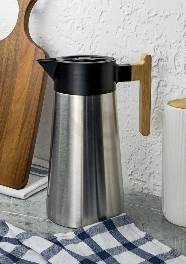 Bambu Saplı Çelik Termos - Bambu Saplı Çay Termosu - 2 Litre - Image 1
