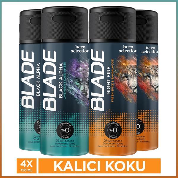 Blade Hero Selection Serisi Night Fire&Black Alpha Erkek Deodorant 4x150 Ml - Image 1