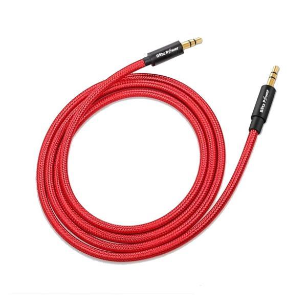 BlitzPower 3.5mm Aux Audio Ses Kablosu 1mt Kırmızı/Siyah - Image 1