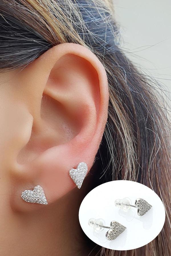 925 ayar Gümüş Kalp Küpe - Image 1