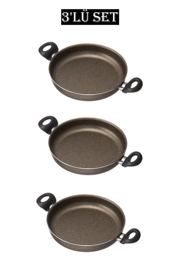 Kuvars 3'lü Sahan Set 18 - 20 - 22 Cm - Image 1