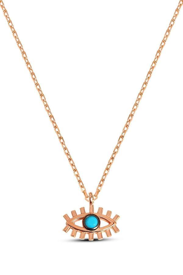 Kadın 925 Ayar Göz Gümüş Kolye Rose Gold - Image 1