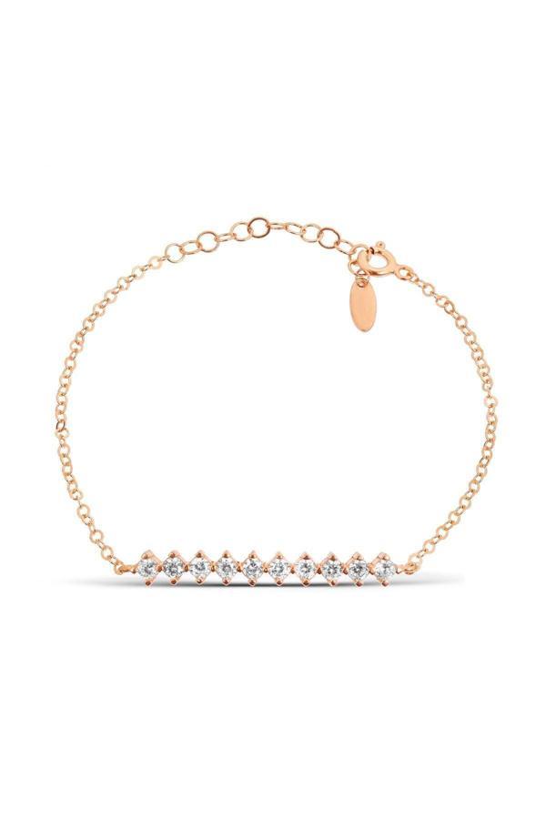 Kadın 925 Ayar Rodyum Kaplama Zarif Gümüş Bileklik Rose Gold - Image 1