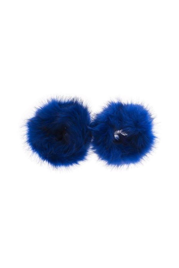 Kadın Suni Kürklü Peluş Yumuşak Bileklik Lacivert - Image 1