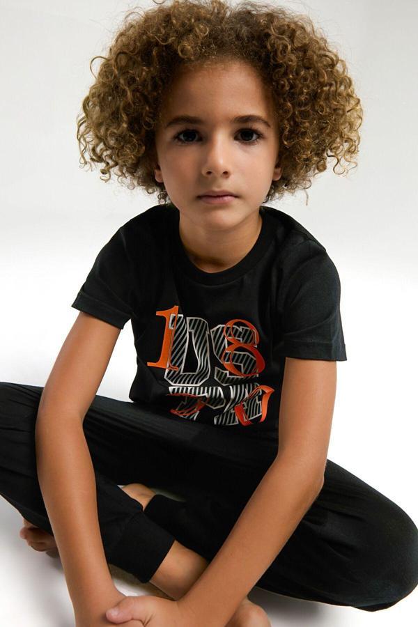 U.S. Polo Assn. Erkek Çocuk Siyah Kısa Kol Pijama Takım - Image 1