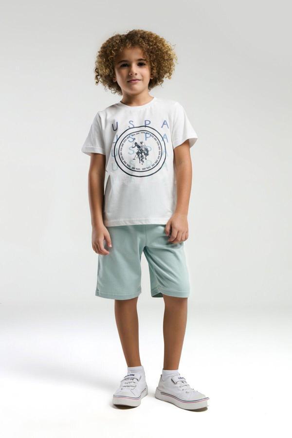 U.S. Polo Assn. Erkek Çocuk Beyaz Bermuda Takım - Image 1