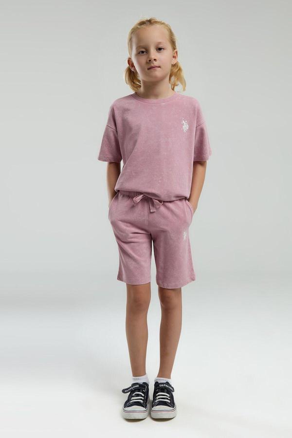 U.S. Polo Assn. Kız Çocuk Pembe Bermuda Takım - Image 1