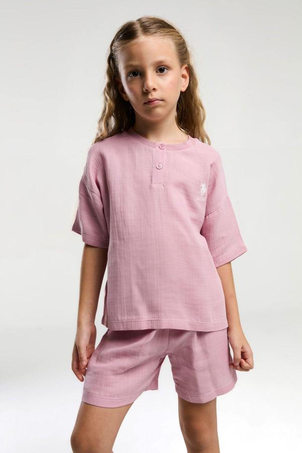 U.S. Polo Assn. Kız Çocuk Pembe Şort Takım - Image 1