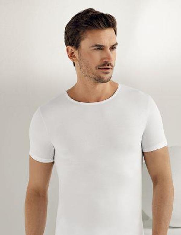 Şahinler Erkek Kısa Kol Likralı Süprem Atlet Beyaz E068 - Image 1