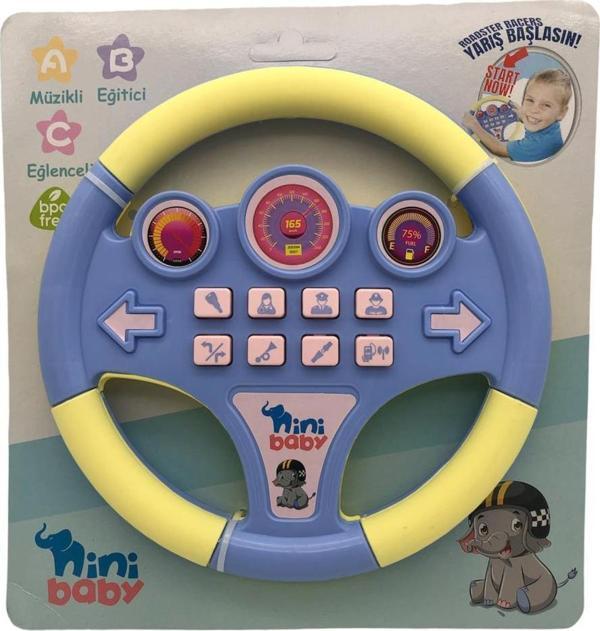Erdem Oyuncak Nini Baby Direksiyon Eğitici Sesli Müzikli 21*21 cm 8 Tuşlu Oyuncak Direksiyon - Image 1