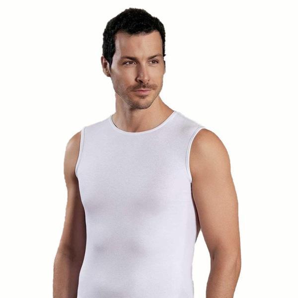 Şahinler Erkek Sıfır Kollu Likralı Süprem Atlet Beyaz ME076 - Image 1
