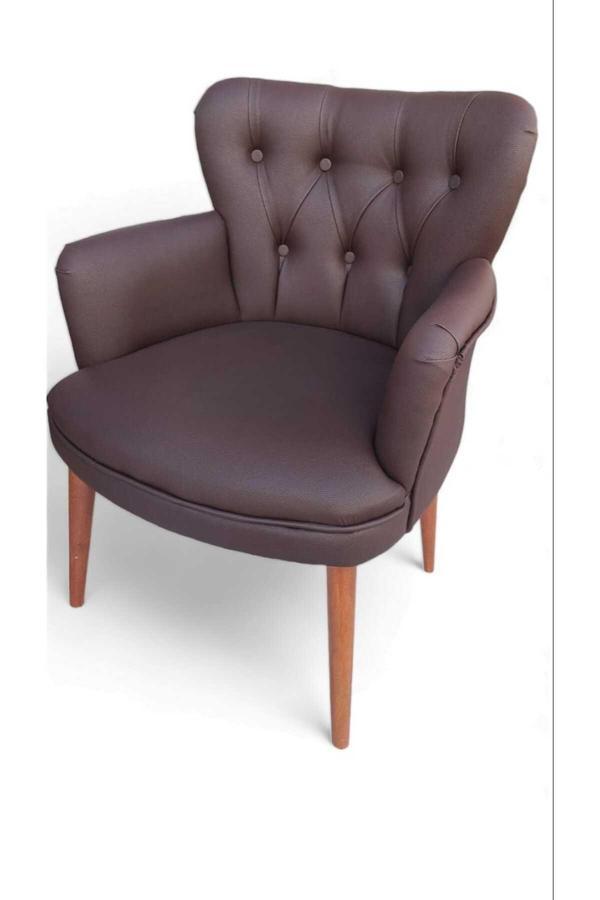 Garden House Tekli Deri Ofis Koltuk Kafe Koltuğu Misafir Bekleme Koltuğu Koltuk Çalışma Masa Sandalyesi Berjer - Image 1