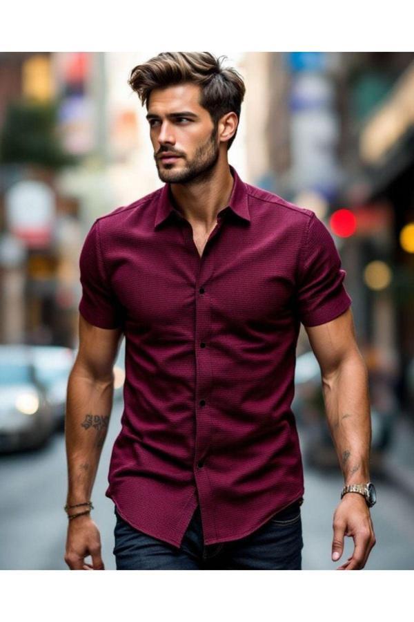 Rockblack Erkek Yazlık Kısa Kol Likralı Yeni Sezon Gömlek - Image 1