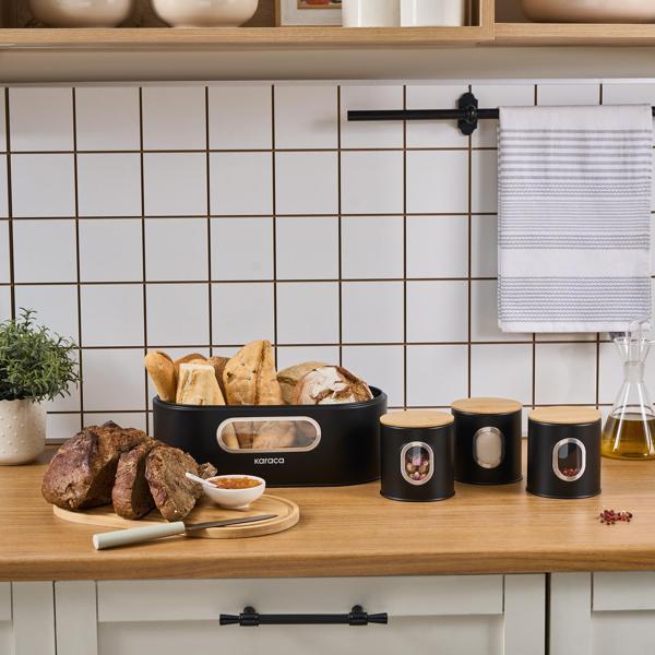 Karaca Premium Ekmek Kutusu-Saklama Kabı Hediyeli Siyah - Image 1