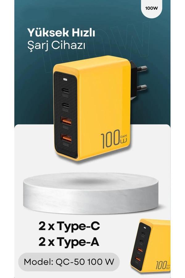 100w GaN3 Pro Masaüstü Süper Hızlı Şarj PD Qualcomm3 Adaptör 2x Type-C 2x UsbA Toplam 4 Port - Image 1