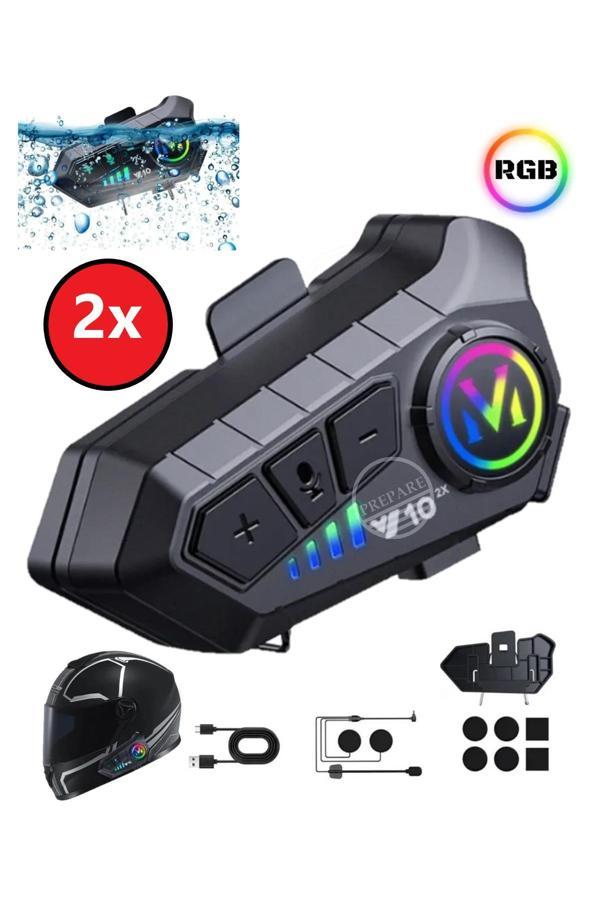 300 Mt Intercom 2 Eşleşmeli Kask Kulaklık Y-10PR Su Geçirmez Bluetooth Motosiklet Intercom Kulaklık - Image 1