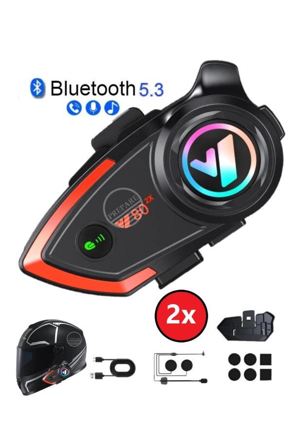 500 Mt Intercom 2 Eşleşmeli Kask Kulaklık Y-80PR Su Geçirmez Bluetooth Motosiklet Intercom Kulaklık - Image 1