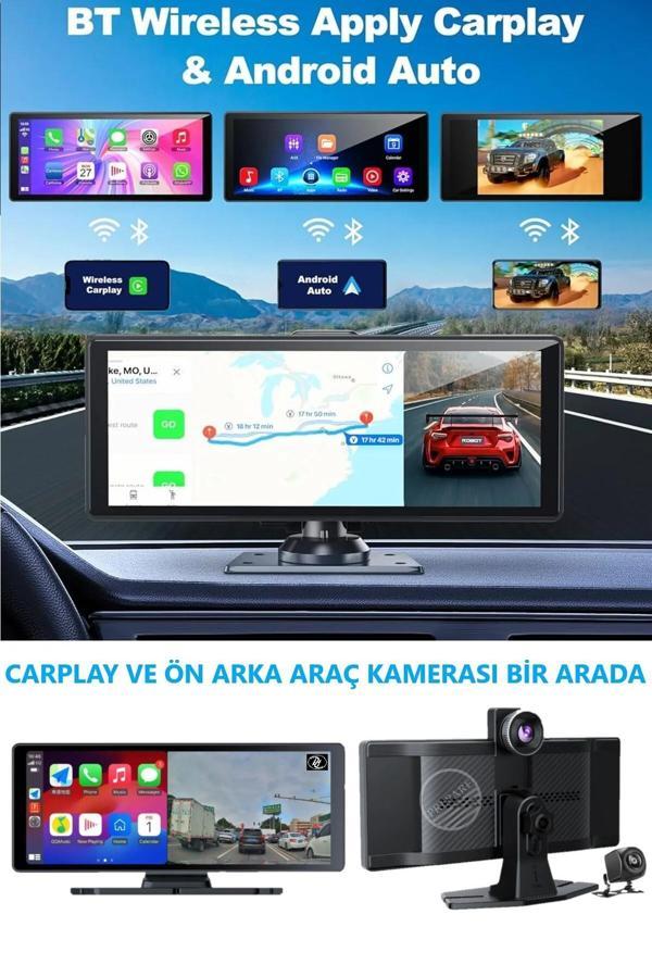 9,05 Inç 2.5K Quad HD Wifi Carplay Ön Arka Araç Kamerası İkisi Bir Arada Set Ios Android Navigasyon - Image 1