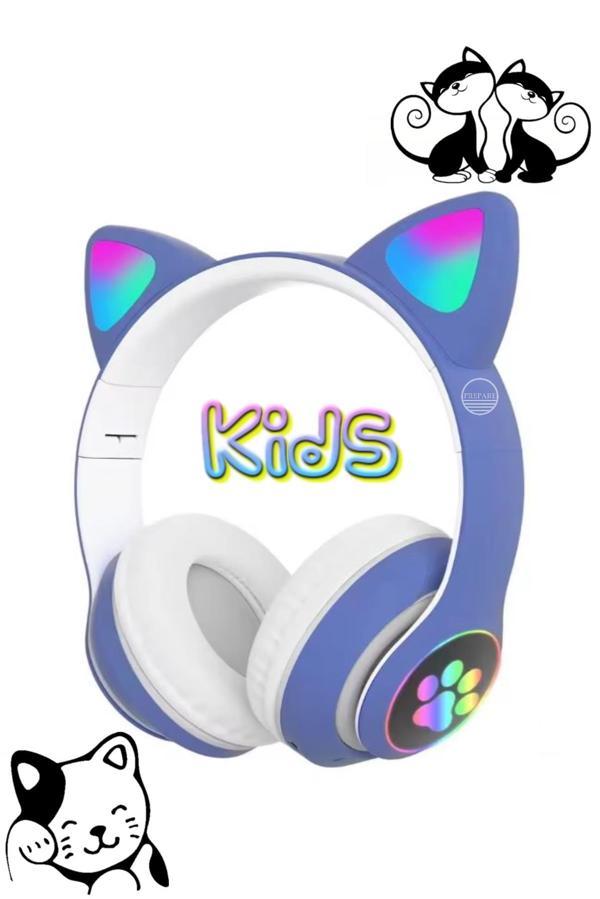 Bluetooth Kedi Kulaklık Aux Girişli Hafıza Kartlı Kulak Üstü Bluetooth Pisi Pisi Miyav Kedi Kulaklık - Image 1