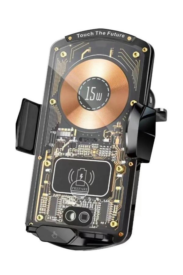 Dokunmatik Sıkma 15w Wireless Şarj Veya Soketli Kablolu Şarj Özellikli Araç Petek Telefon Tutucu - Image 1