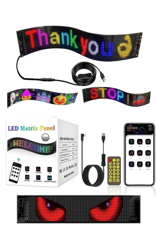 Led Matrx Panel 60 cm RG-B Ekran Kumandalı App Kontrollü İş Yeri Otomobil Tır Kamyon Cam veya Duvar - Image 1