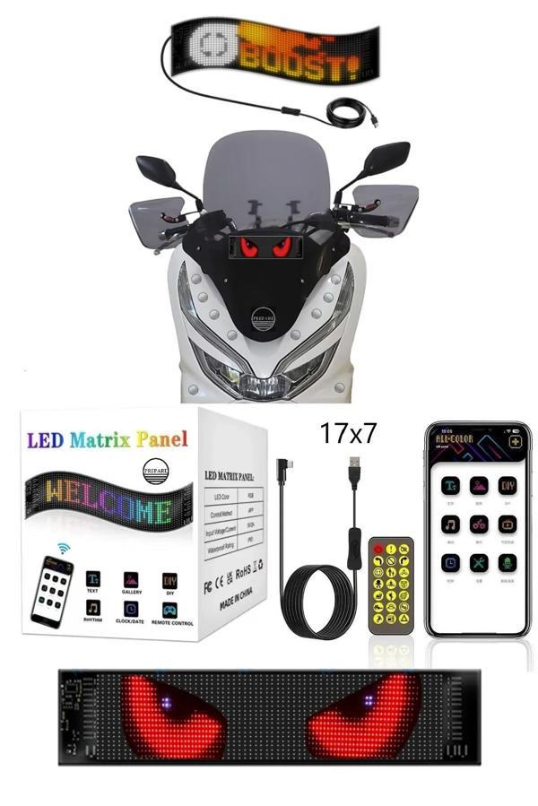 Motosiklet Uyumlu Led Matrx Panel 17x7 cm RG-B Ekran Kumandalı App Kontrollü - Image 1
