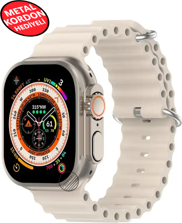 Ultra 2 Akıllı Saat Çelik Kordon Hediyeli Gri Kasa 49mm Nfc Bildirim Sesli Arama Özellikli LG68 - Image 1