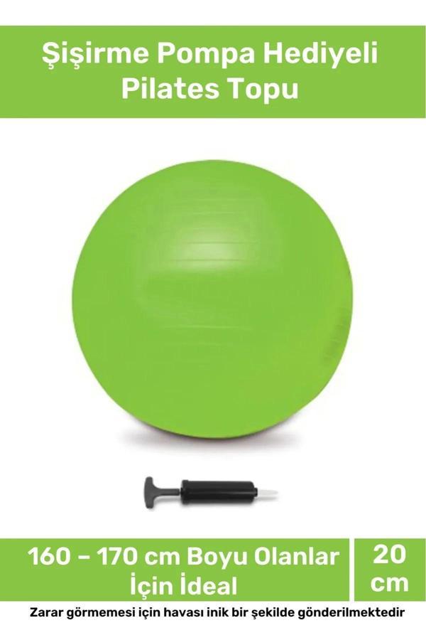 Deluxe Serisi Dayanıklı Yüksek Kalite Mini Gymball 20 cm Yeşil Pilates Topu Şişirme Pompa - Image 1