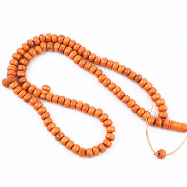Şimşir Ağacı Boyalı Turuncu 99luk Tekerlek Kesim 10x6mm Namaz Tesbihi - Image 1