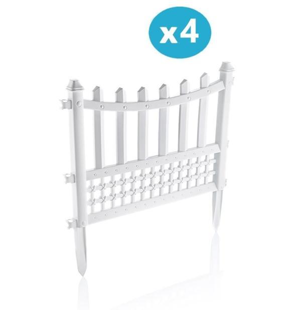 Omnipazar SY-5998 Elite Plastik Dekoratif Bahçe Çiti 4'lü Set 60x55 cm Beyaz - Image 1