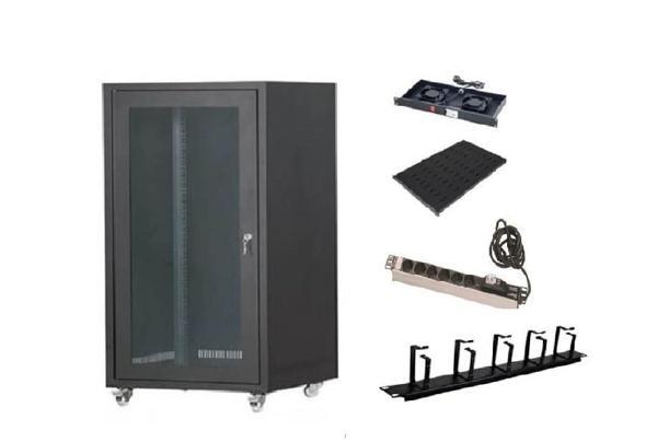 SETRACK 16U 600X600 RACK KABİNET+2Lİ FAN MODÜLÜ+SABİT RAF+GRUP PRİZ+KABLO ORGANİZER - Image 1