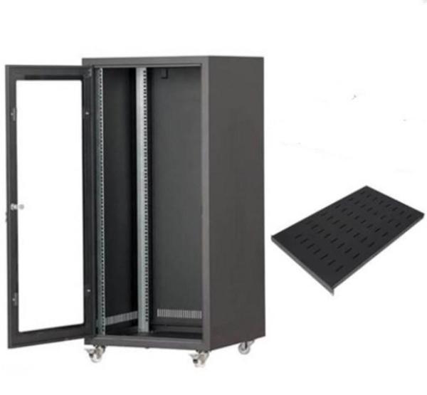 SETRACK 19'' 20U 600X600 TEKERLEKLİ CAMLI RACK KABİNET+SABiT RAF - Image 1