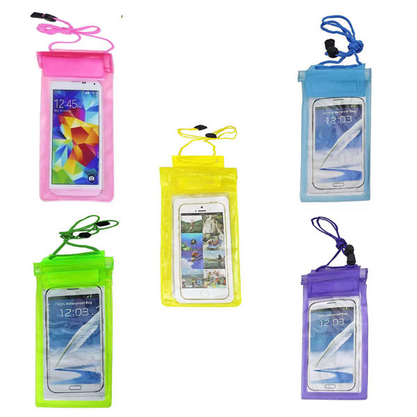  Su Geçirmez Telefon Kılıfı Yeşil-Mavi-Pembe-Mor-Sarı 5 Adet - Image 1