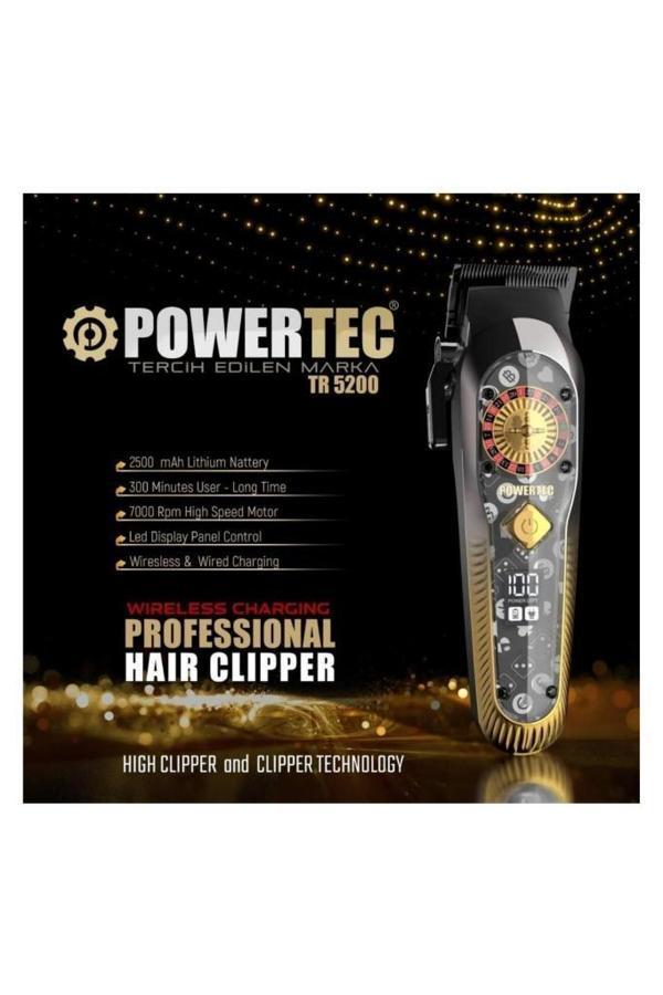 Powertec TR-5200 Wireless Şarjlı Profesyonel Saç Sakal Kesim Makinesi - Image 1