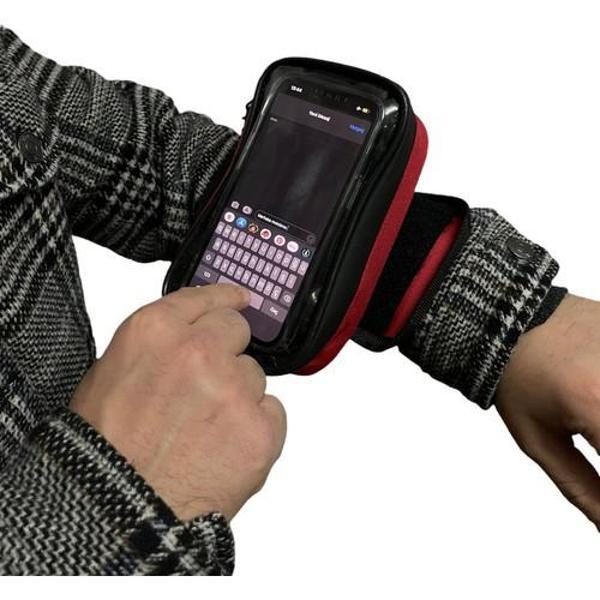 Motobros Motosiklet Kola Takılan Çantalı Telefon Tutucu Kol Telefon Tutucu 6.7" E Kadar Kırmızı Renk - Image 1